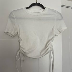 Zara cropped white ripped tshirt
